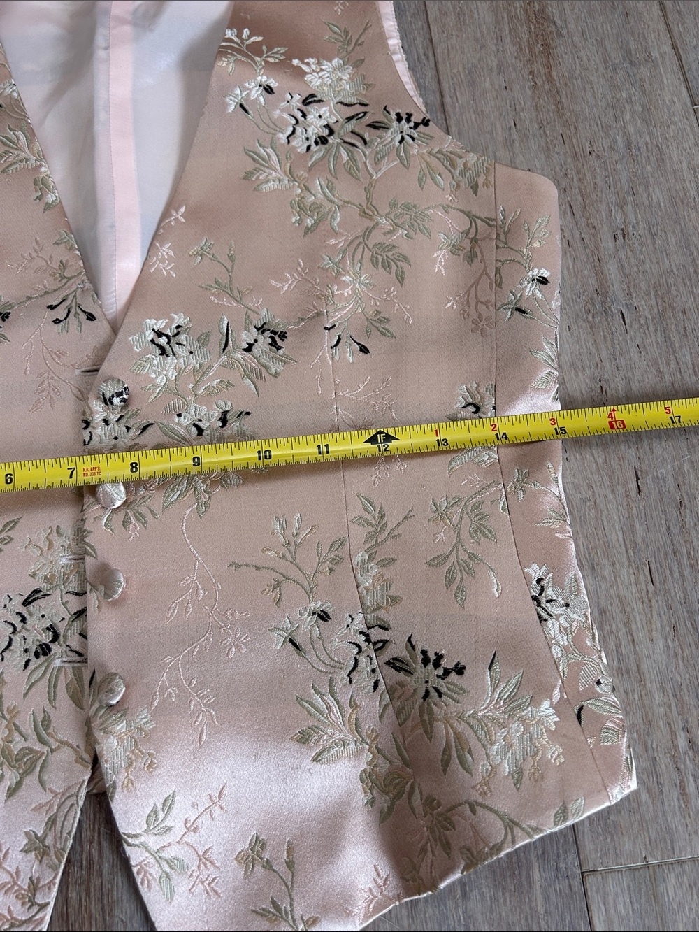 VTG silk Emanuel Embroidered Floral Vest in Blush mandarin asian style brocade - Picture 14 of 14